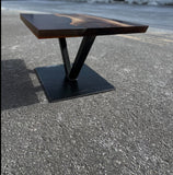 Black Walnut Coffee Table with Transparent Merlot Epoxy