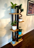 Plant Tower with Ambrosia Maple or Black Walnut Floating Shelves