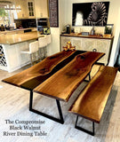 The Compromise - Black Walnut River Table & Bench